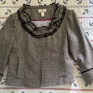 LOFT Women's Heather Gray Blazer with Black Accents